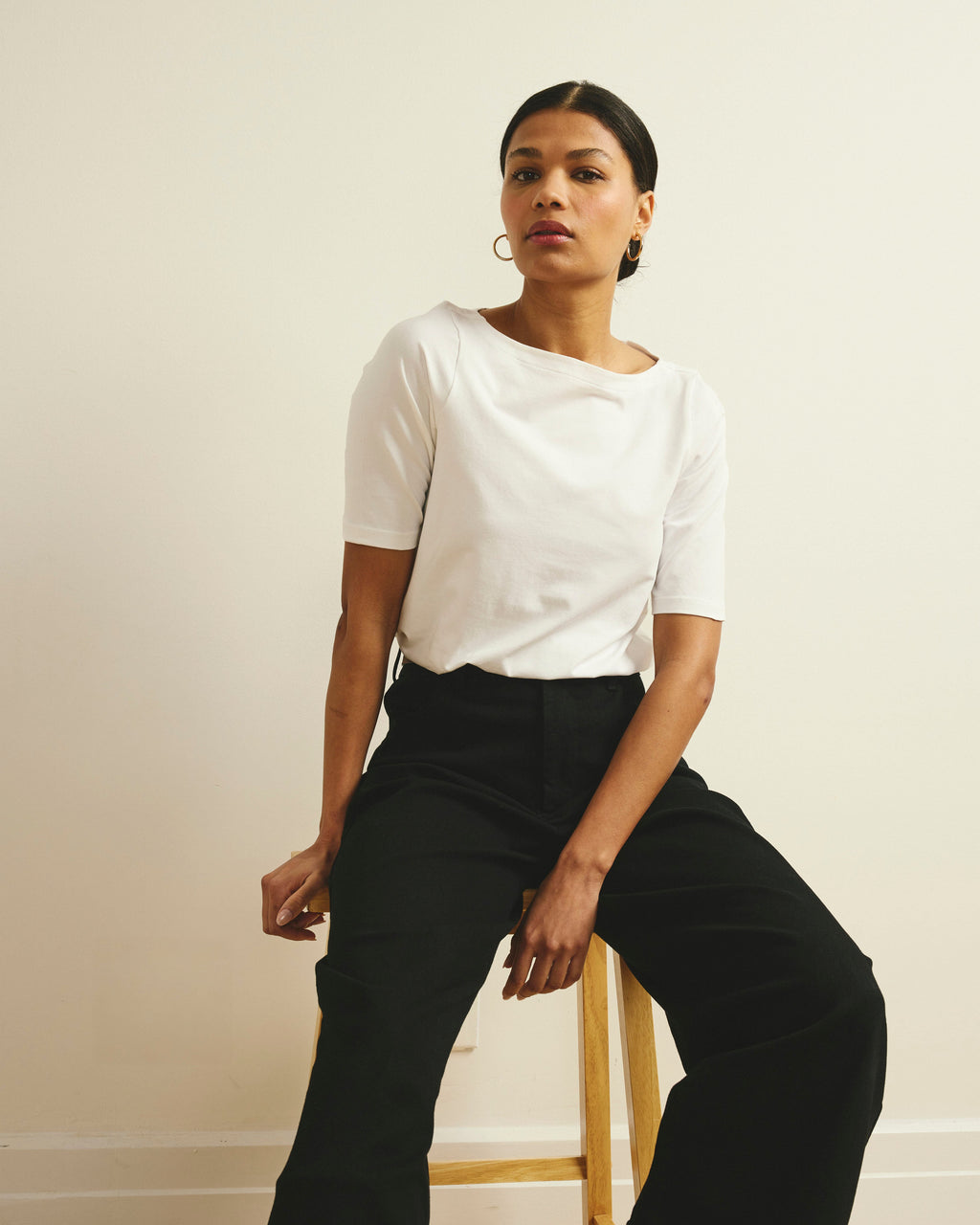 Bella Boatneck Tee - White
