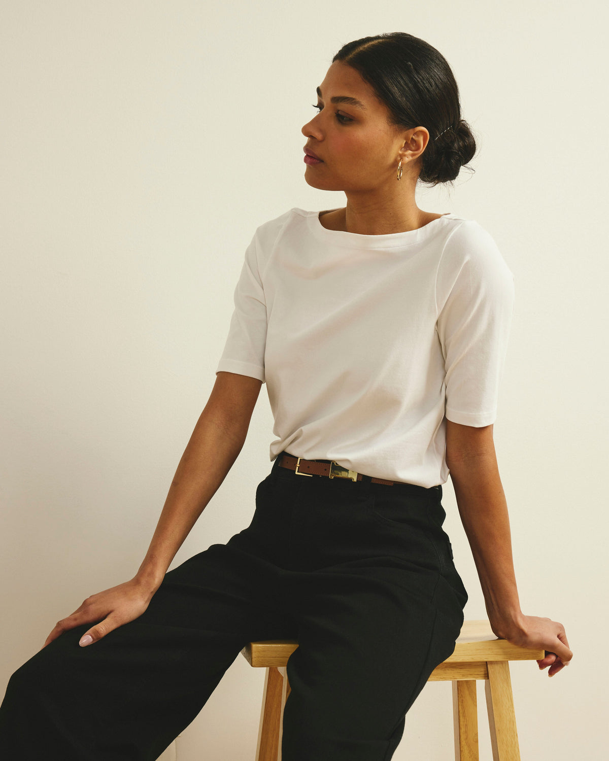Bella Boatneck Tee - White