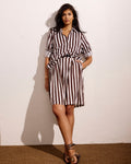 Seaport Tailored Linen Blend Short - Peppercorn Stripe