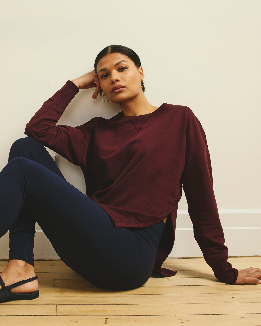 Fiona Side Slit Sweatshirt - Black Cherry
