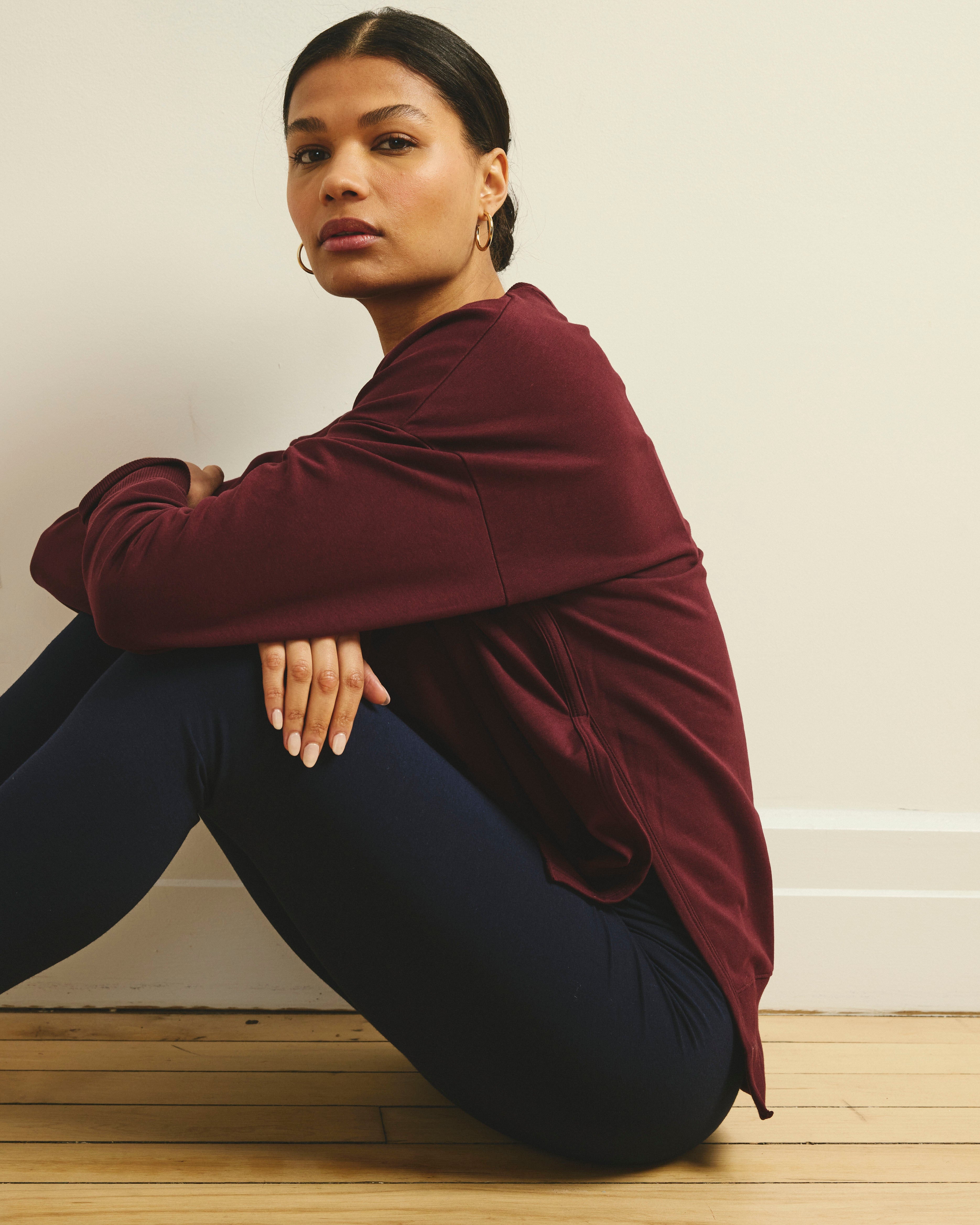 Fiona Side Slit Sweatshirt - Black Cherry