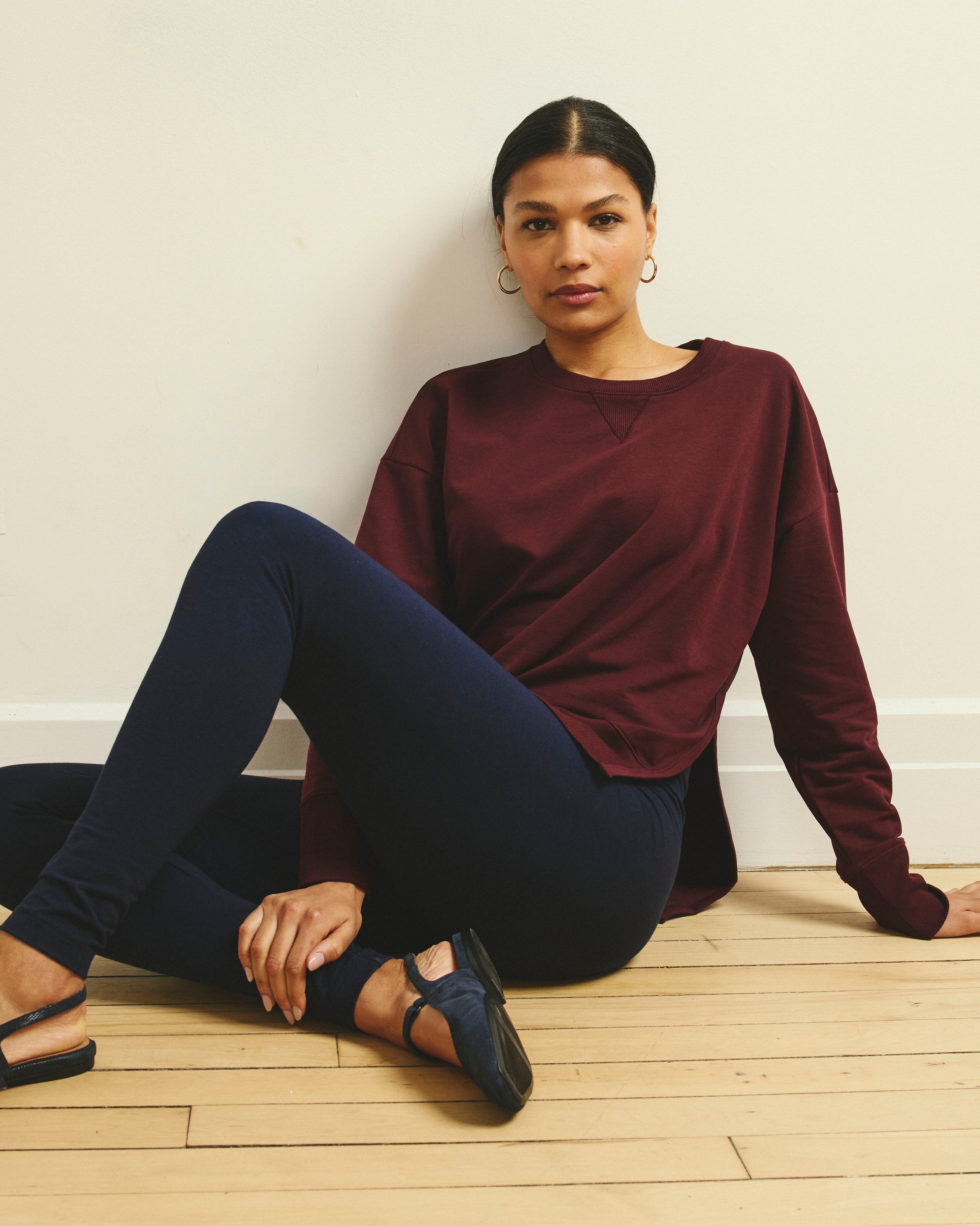 Fiona Side Slit Sweatshirt - Black Cherry