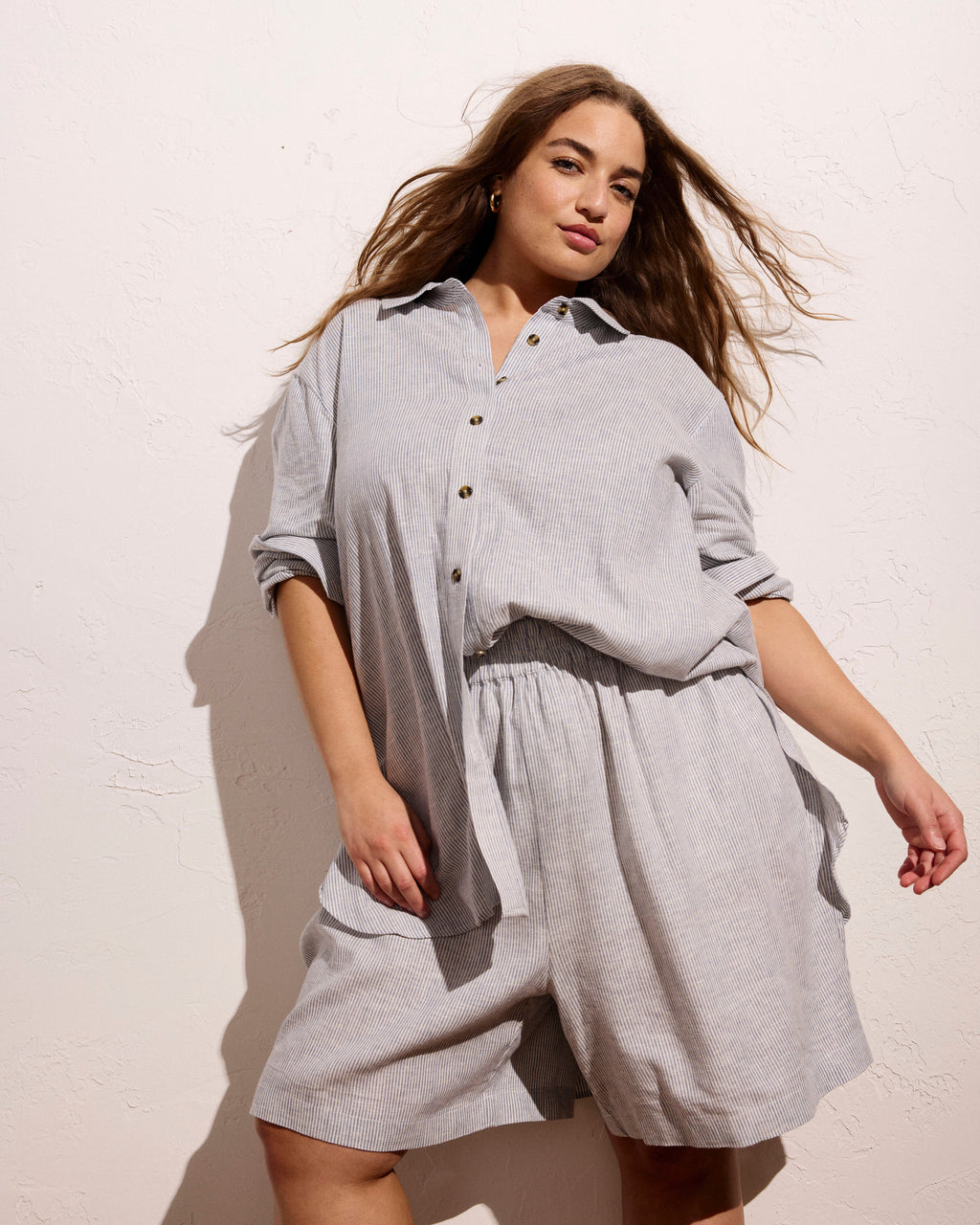 Juniper Linen Blend Easy Pull-On Shorts - Beach Stripe