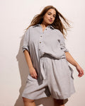 Juniper Linen Blend Easy Pull-On Shorts - Beach Stripe