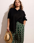 Dawn Linen Blend Hi Low Tunic - Black