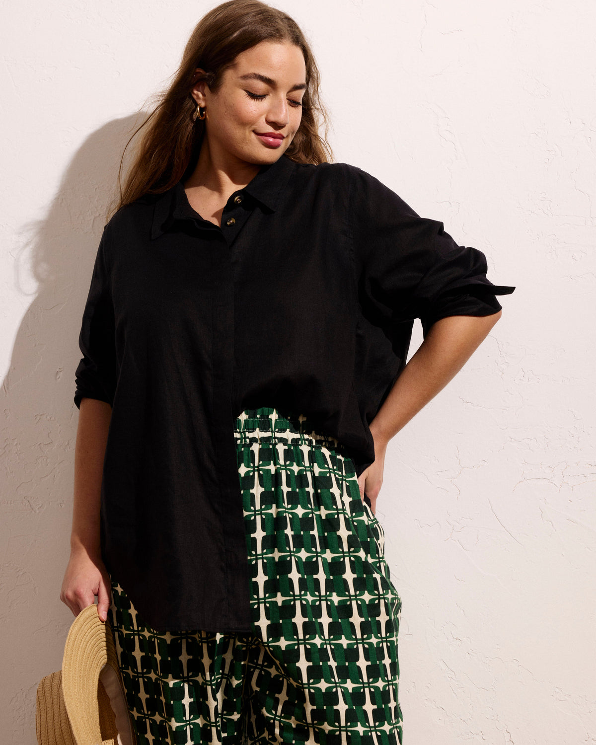 Dawn Linen Blend Hi Low Tunic - Black