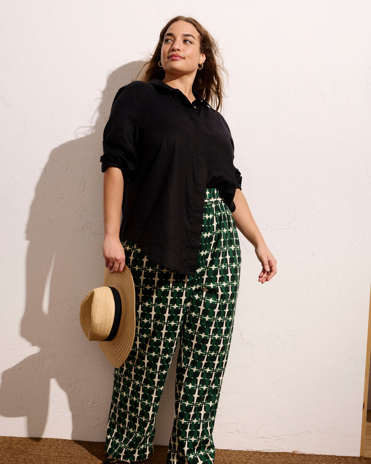 Dawn Linen Blend Hi Low Tunic - Black