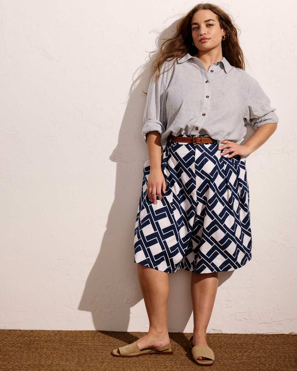Seaport Tailored Linen Blend Short - Geometrica Print