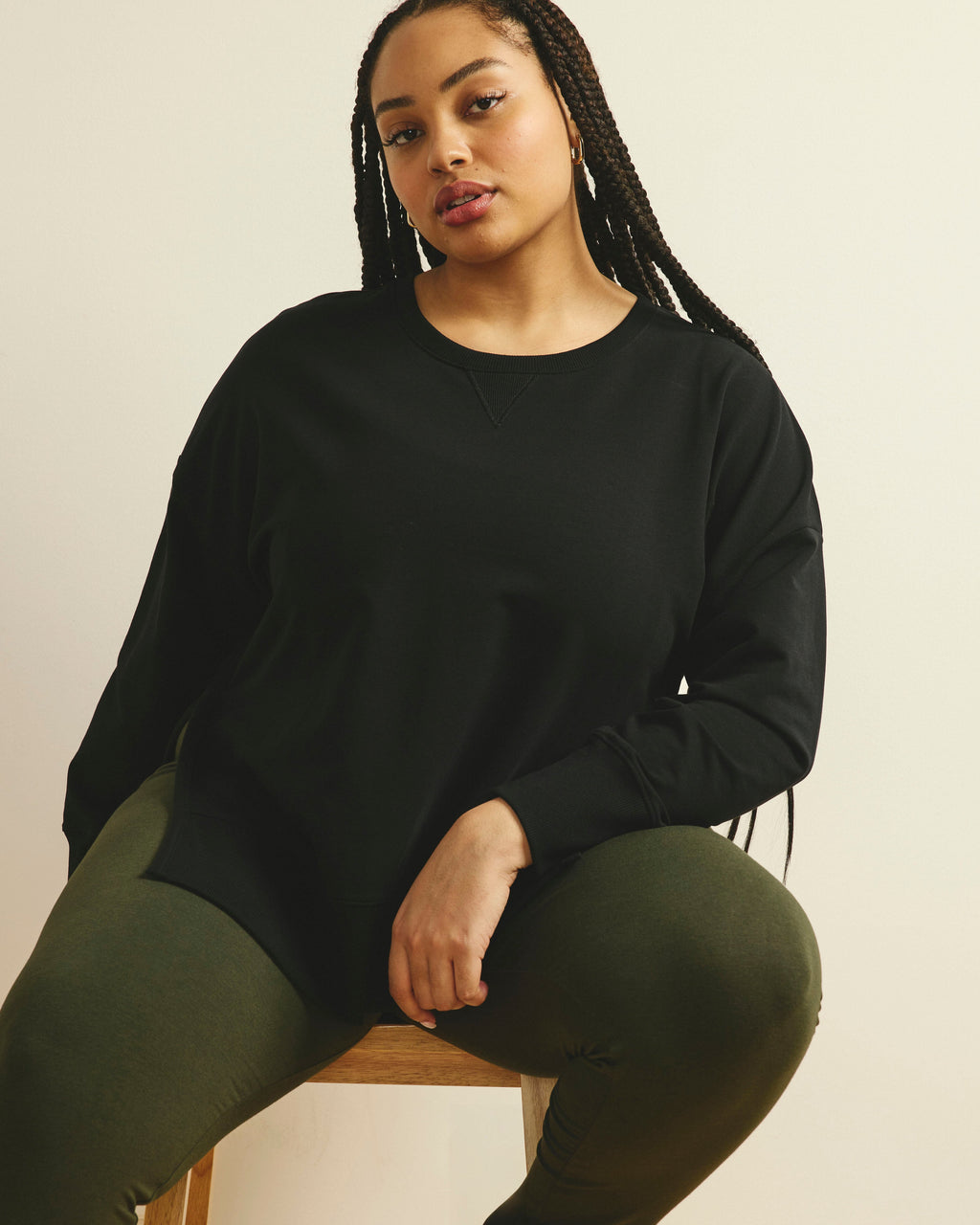 Fiona Side Slit Sweatshirt - Black