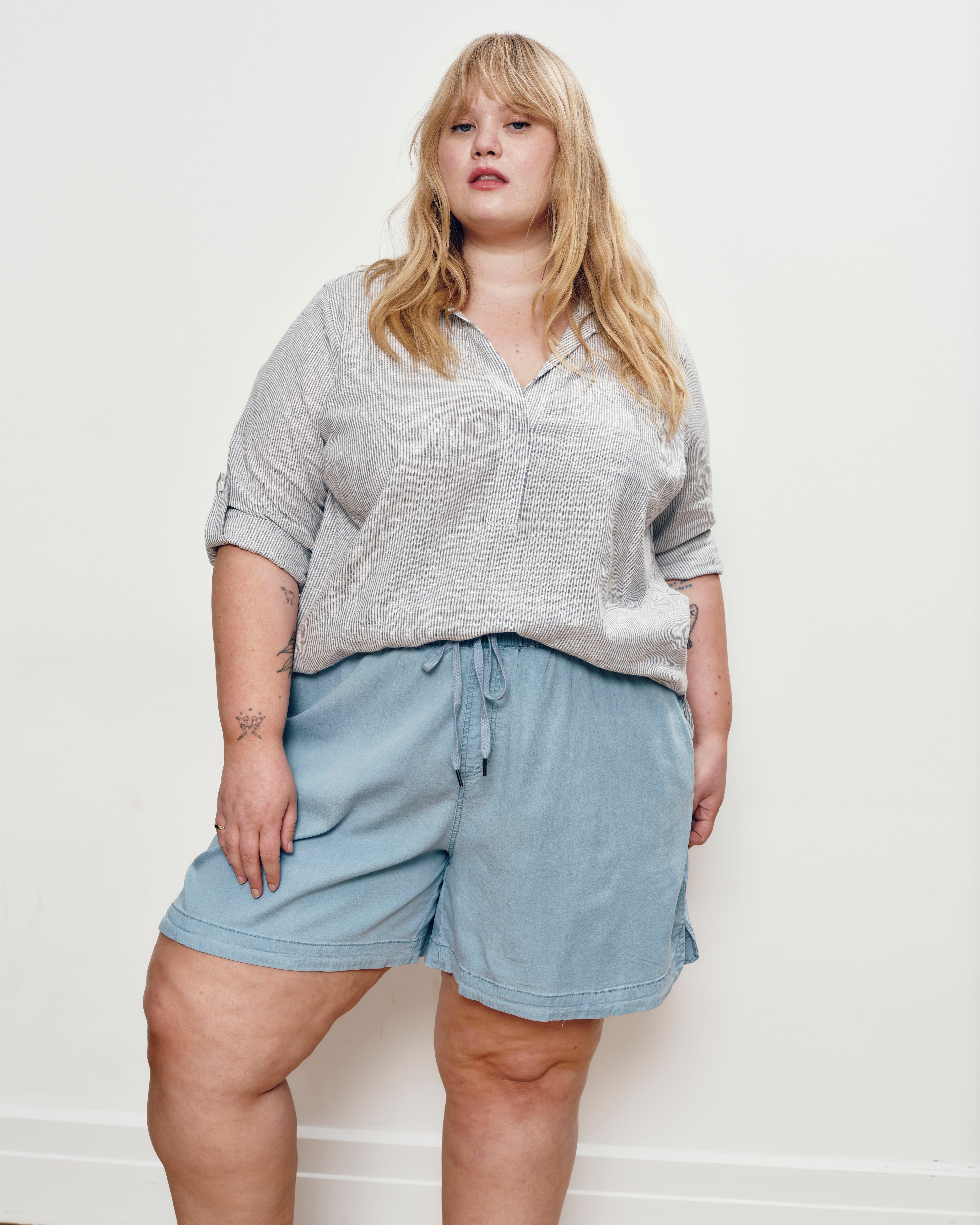 Perfect Tencel Chambray Shorts - Morning Blue