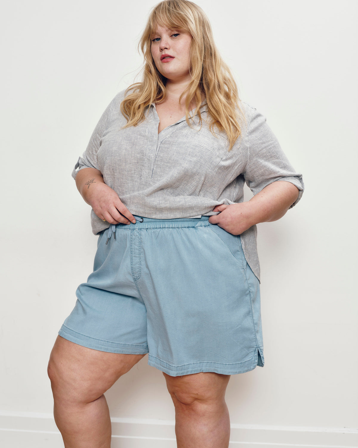 Perfect Tencel Chambray Shorts - Morning Blue