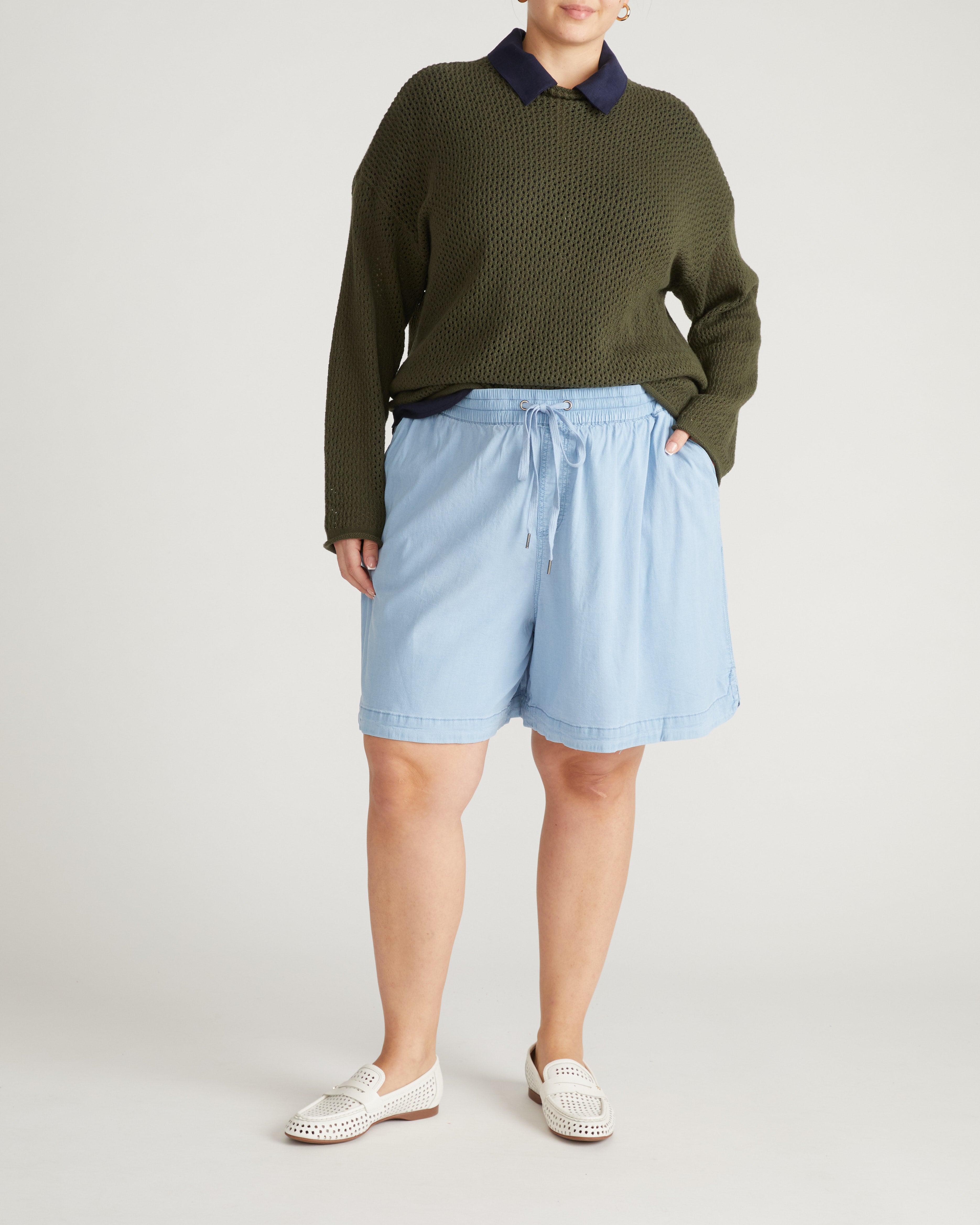 Perfect Tencel Chambray Shorts - Morning Blue