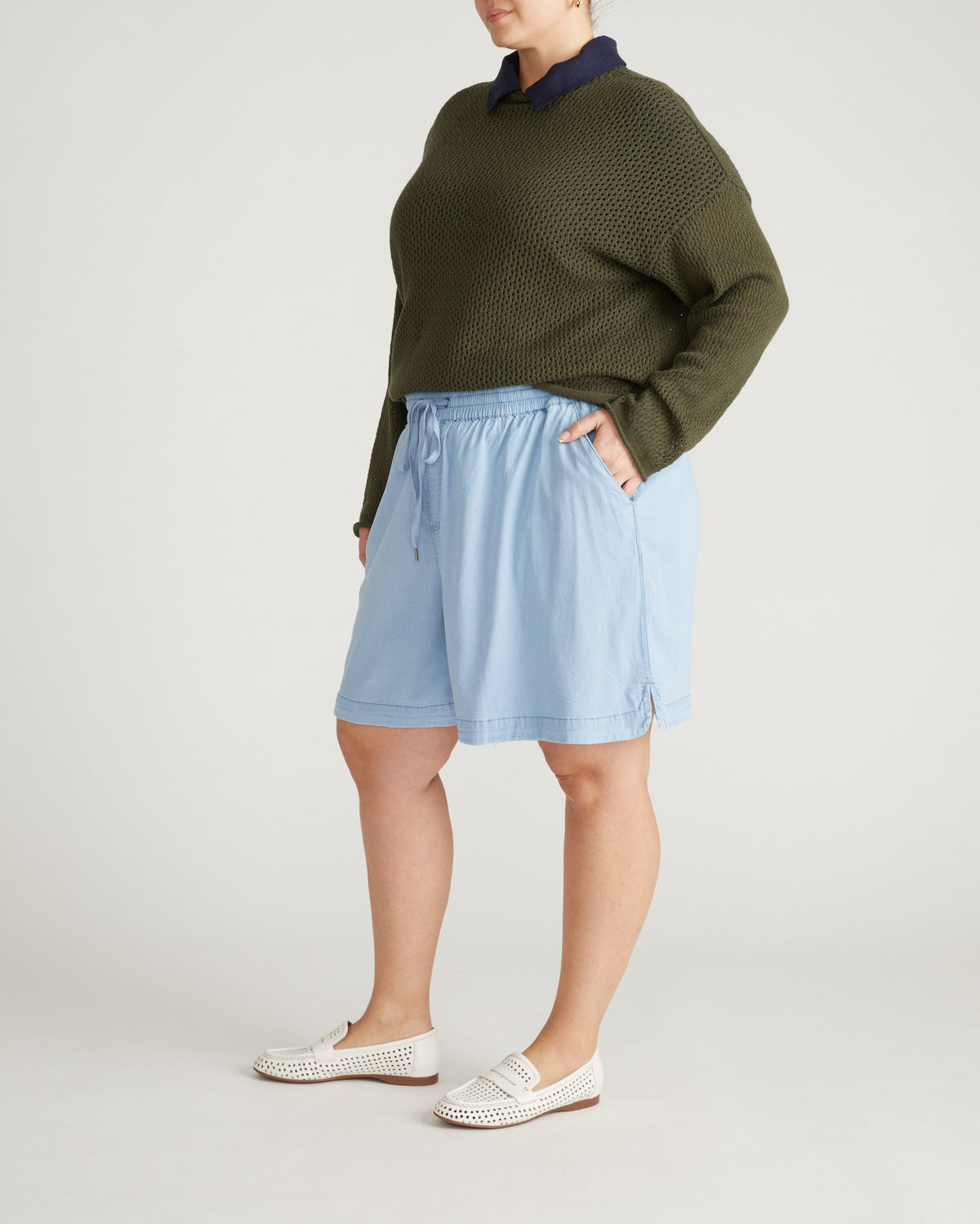 Perfect Tencel Chambray Shorts - Morning Blue