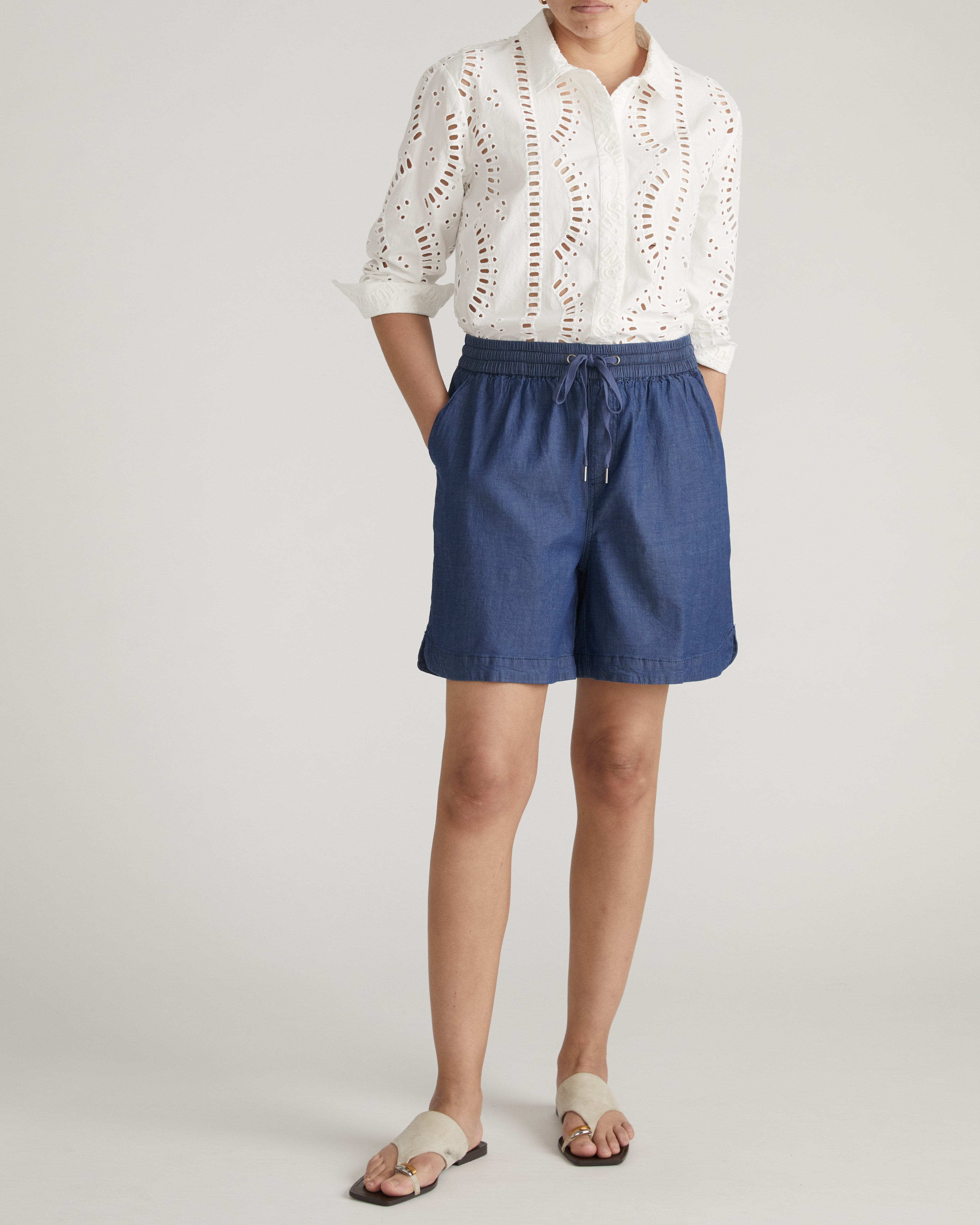 Perfect Tencel Chambray Shorts - Midnight Blue