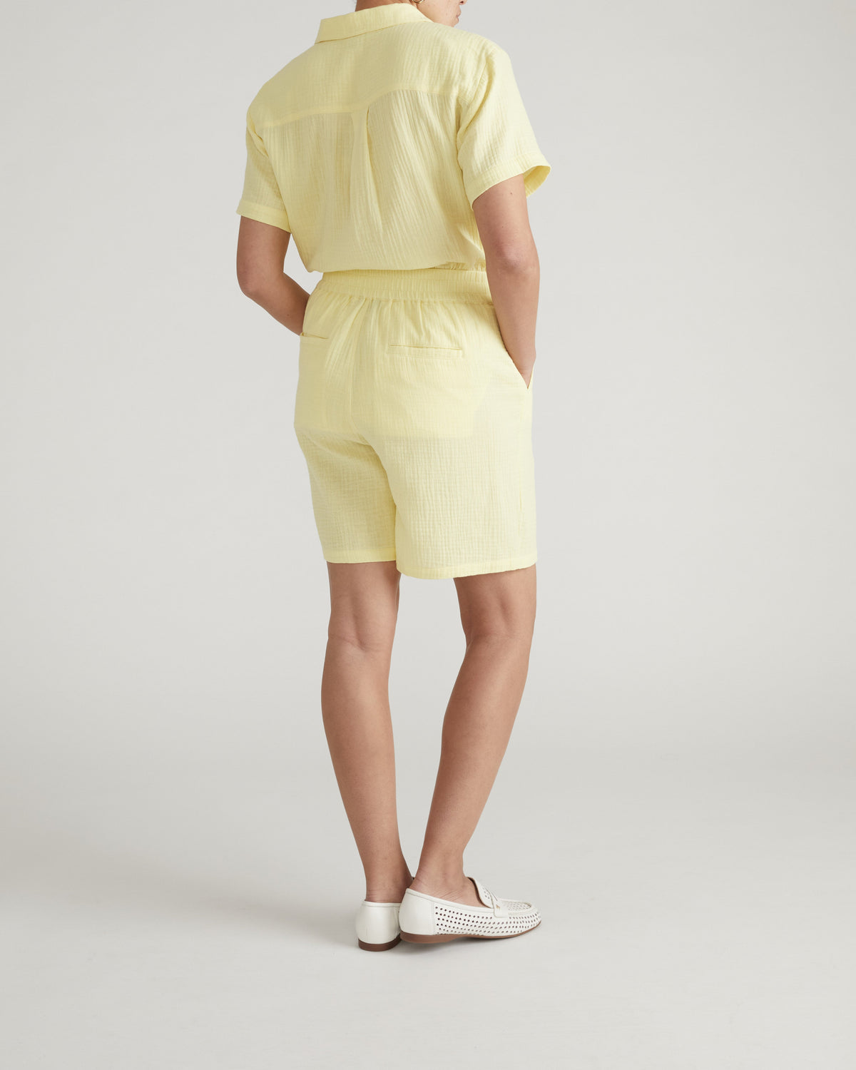 Luxe Cotton Gauze Beach Short - Pale Daffodil