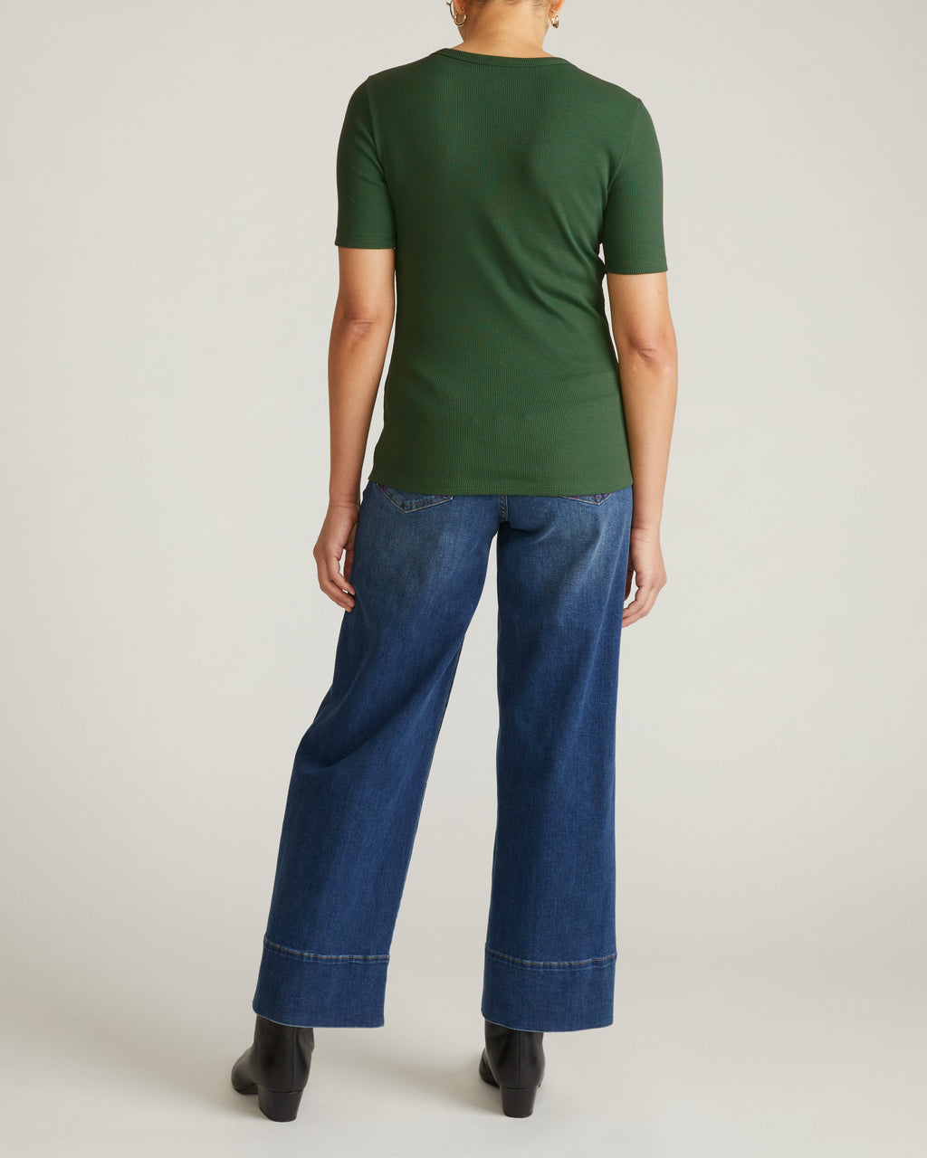Henley Short Sleeve Ribbed Tee - Green Park