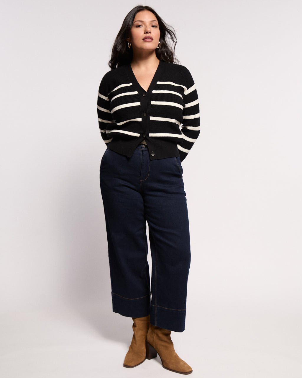 Better-Than-Wool Cardigan - Black/Cream Stripe