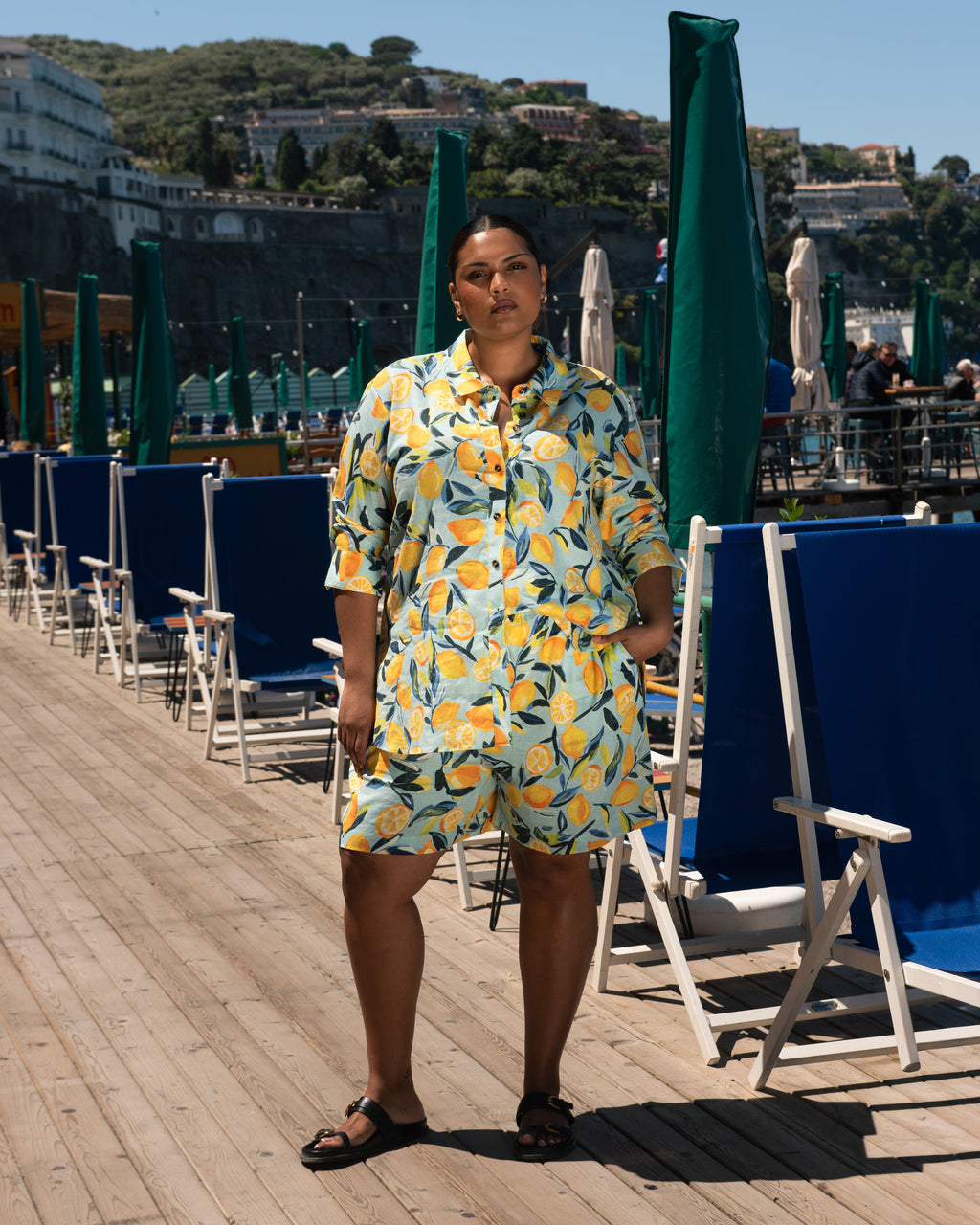 Juniper Linen Blend Easy Pull-On Shorts - Limoncello Print