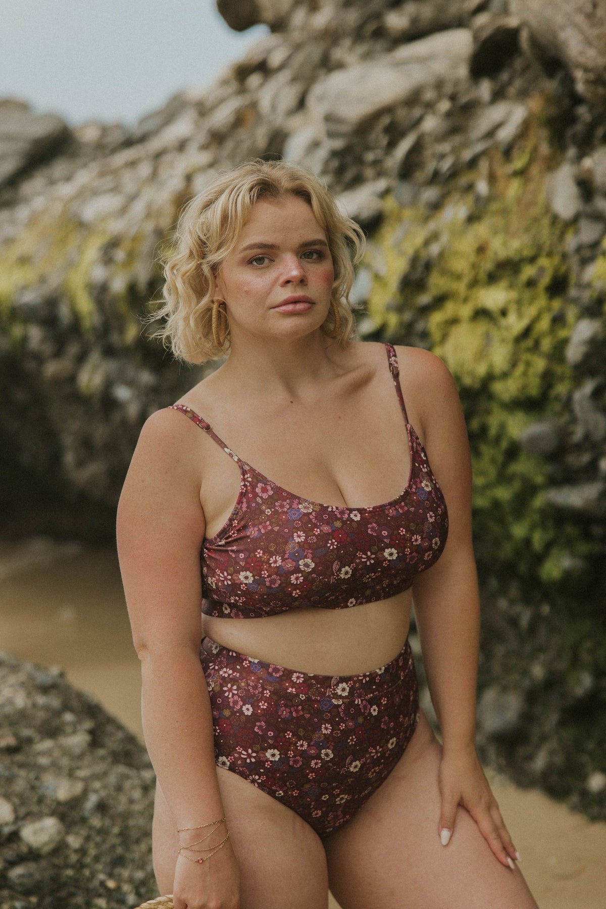 Charlotte Bikini Top | Ditsy Floral Scoop Neck Swim Top