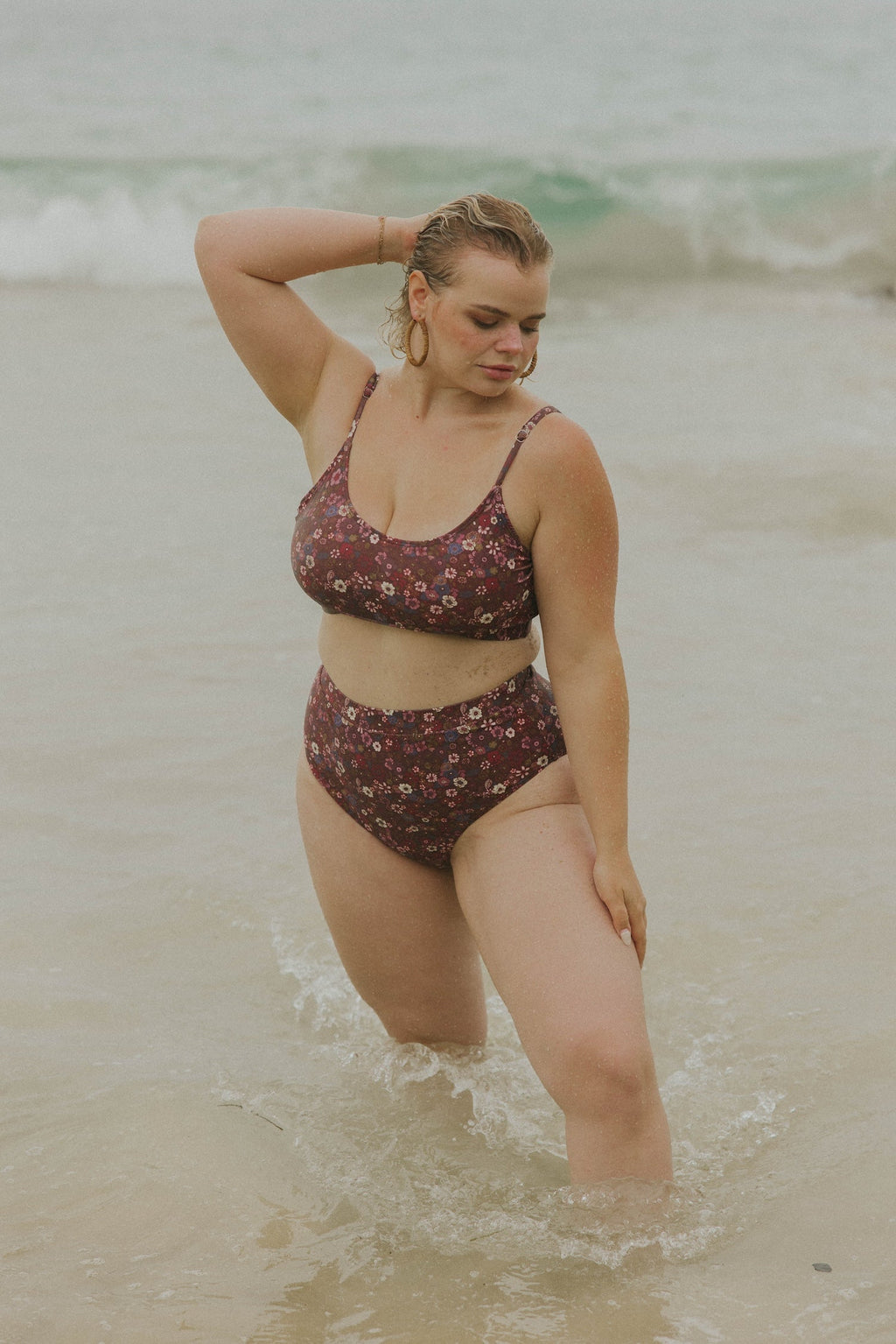 Charlotte Bikini Top | Ditsy Floral Scoop Neck Swim Top