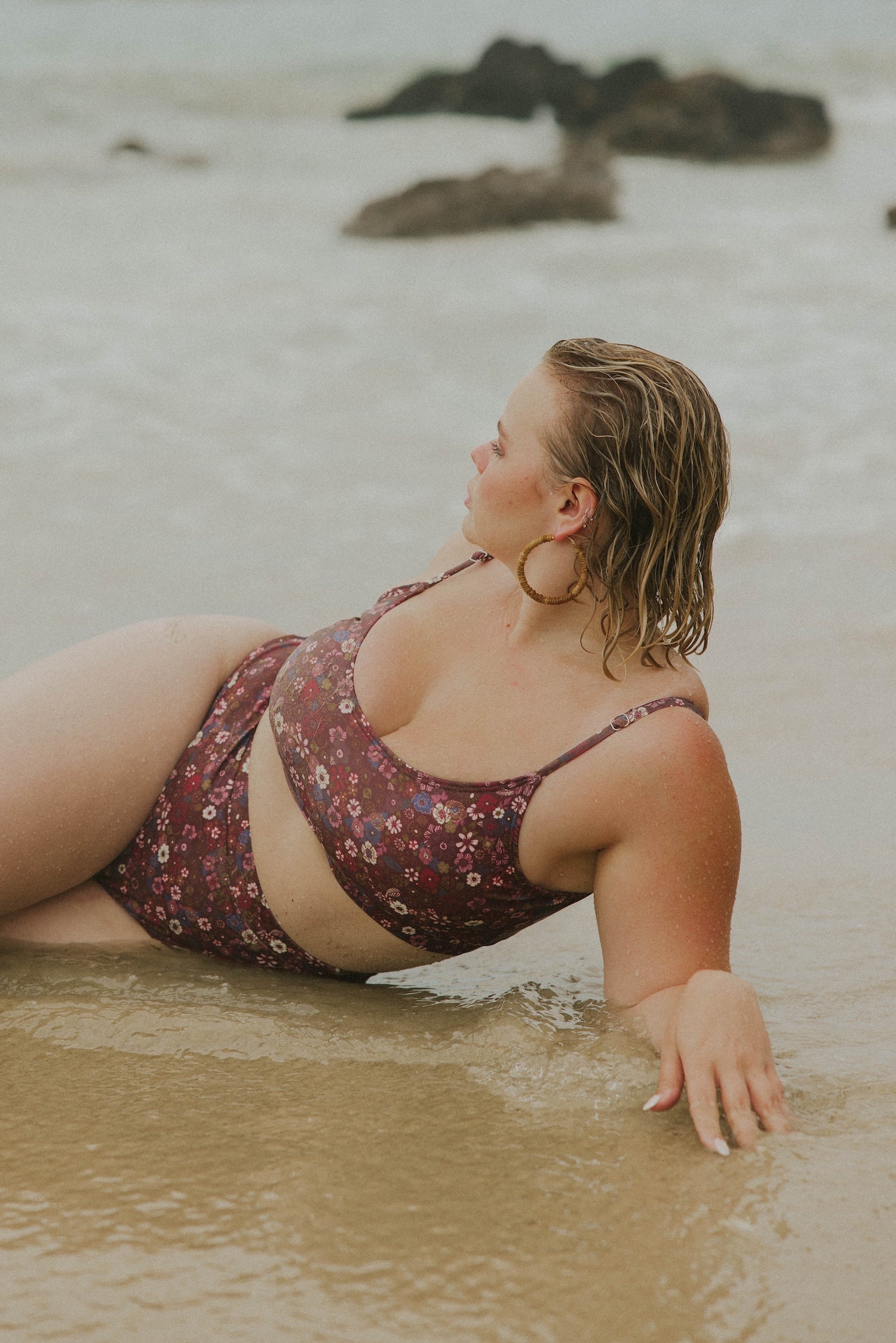 Charlotte Bikini Top | Ditsy Floral Scoop Neck Swim Top