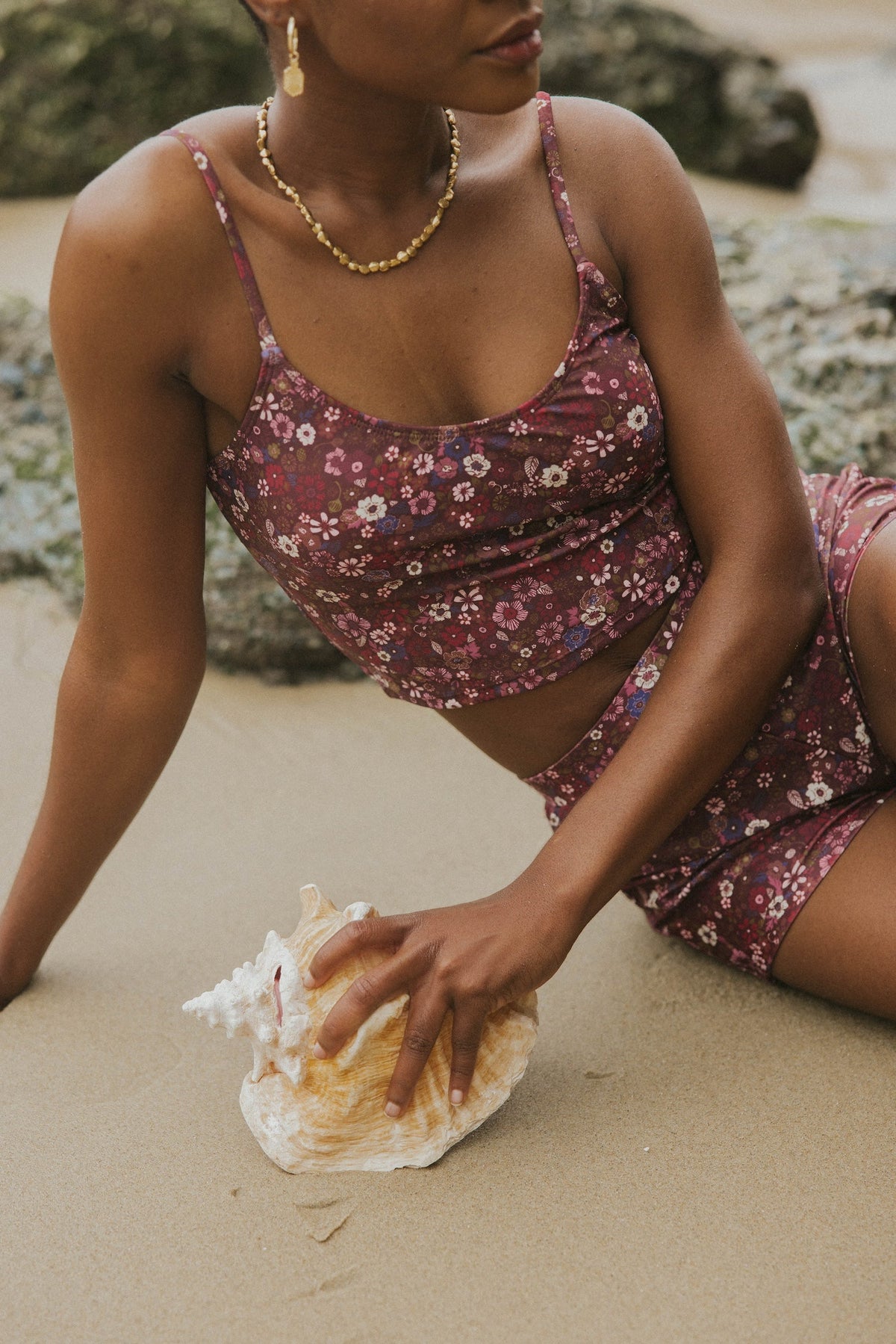Charlotte Top | Ditsy Floral Scoop Neck Tankini Top