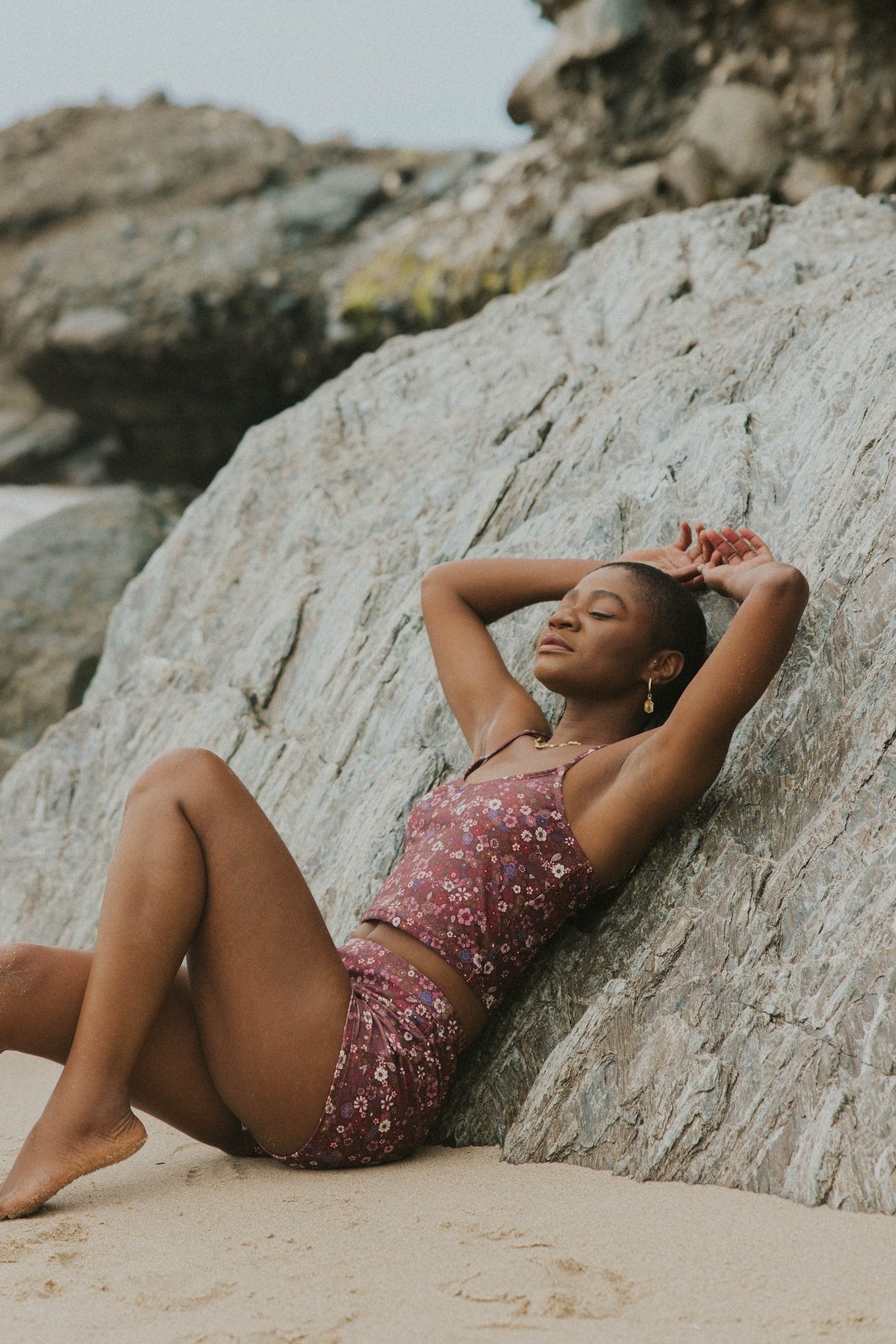 Charlotte High Waisted Shorts | Ditsy Floral Women's Boy Swim Shorts