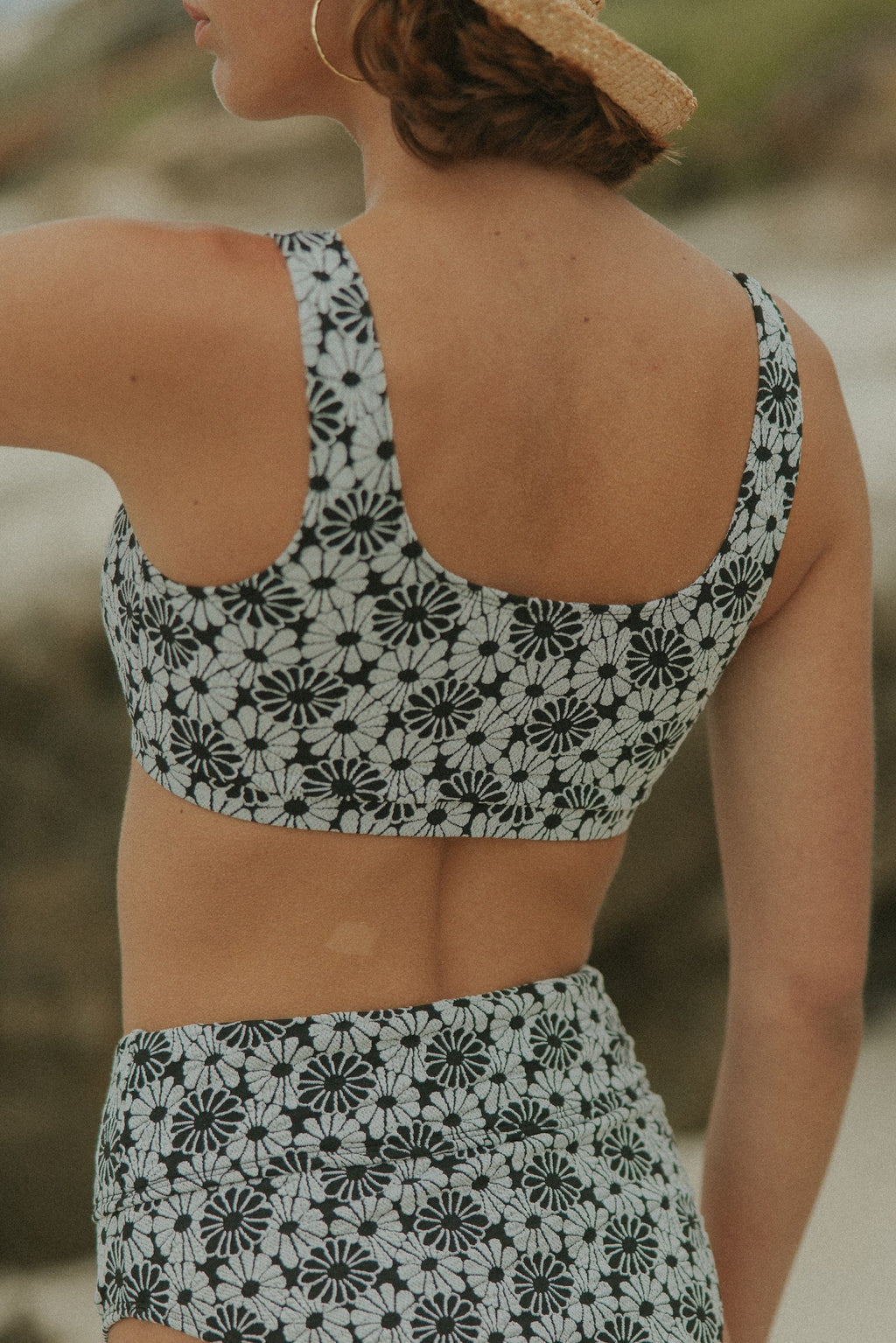 Daisy Bikini Top | Textured Floral Square Neck Bikini Top