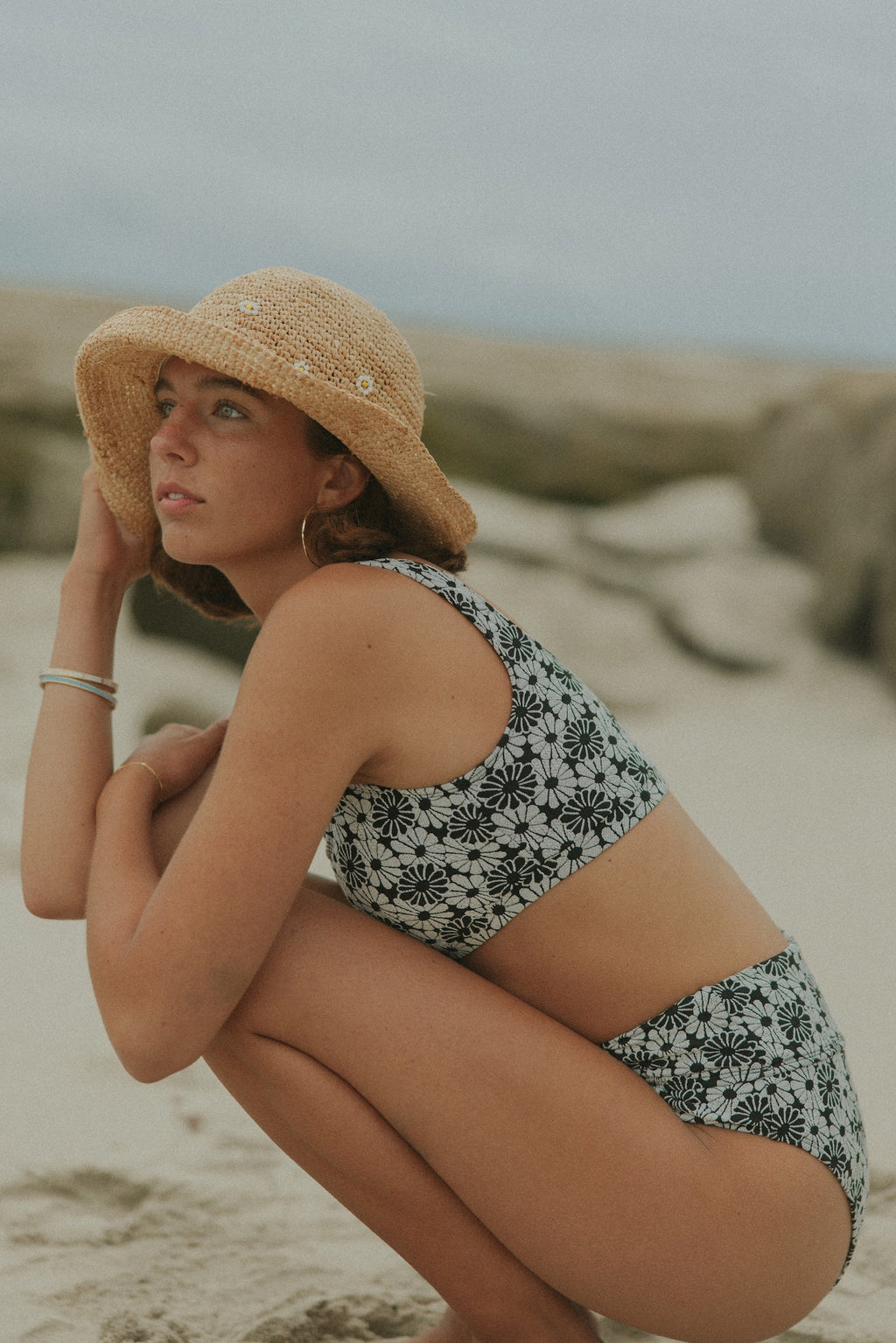 Daisy Bikini Top | Textured Floral Square Neck Bikini Top