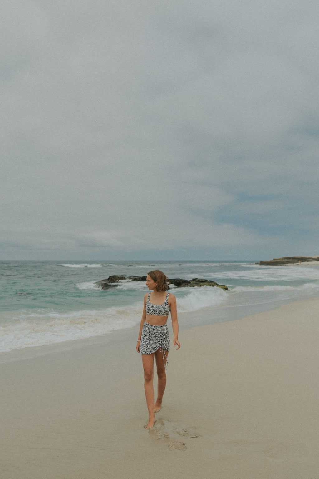 Daisy Swim Skirt | Floral Asymmetric Drawstring Swim Skirt