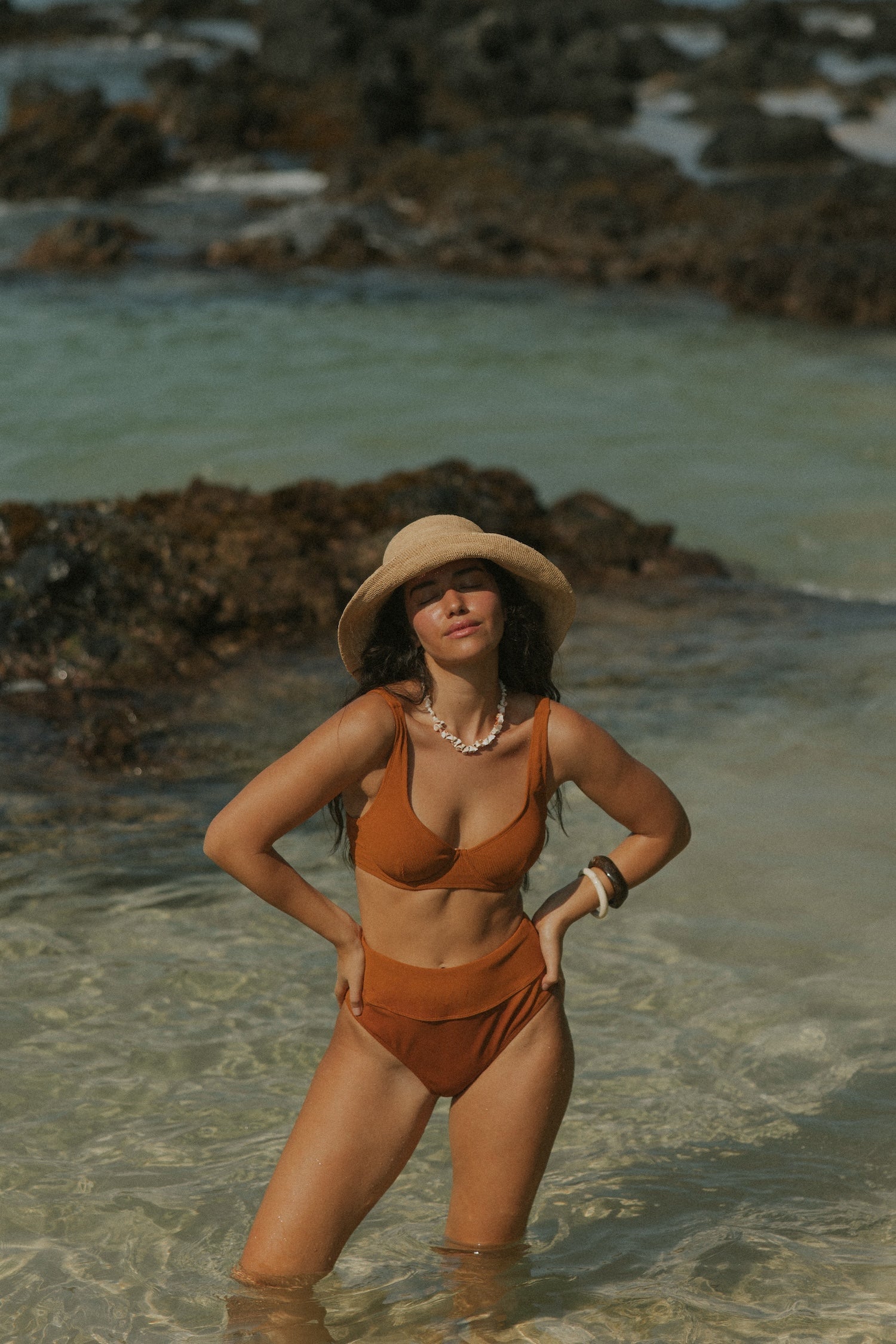 Ember Bikini Top | Ribbed V Neck Underwire Bikini Top