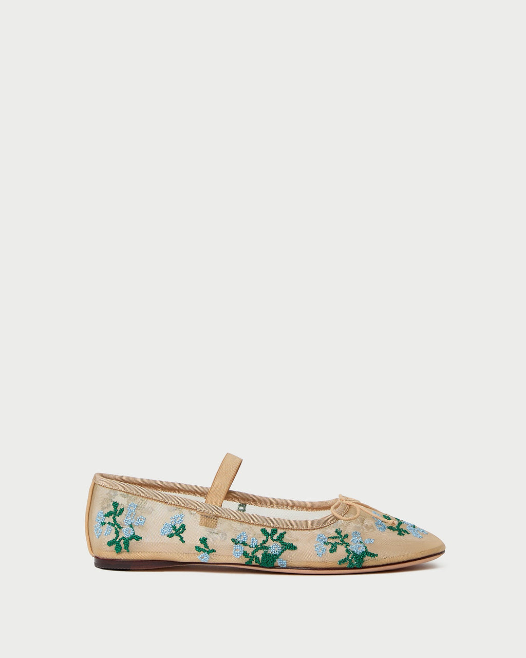 Leonie Caramel/Blue Embroidered Ballet Flat