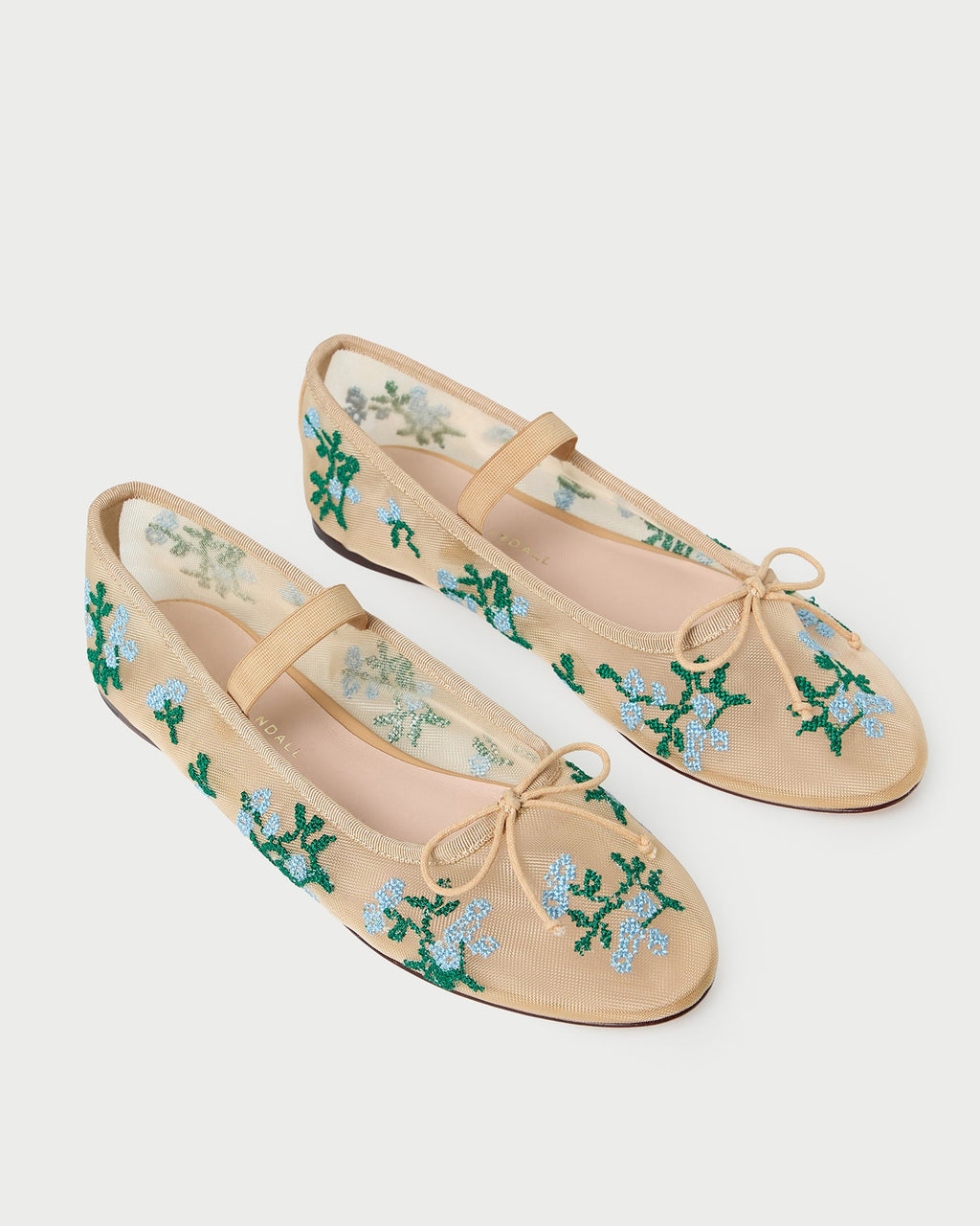 Leonie Caramel/Blue Embroidered Ballet Flat