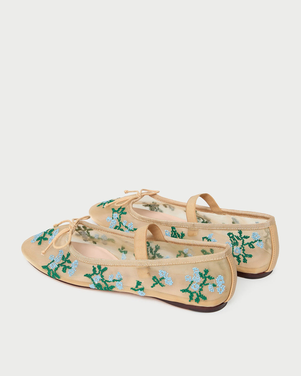 Leonie Caramel/Blue Embroidered Ballet Flat