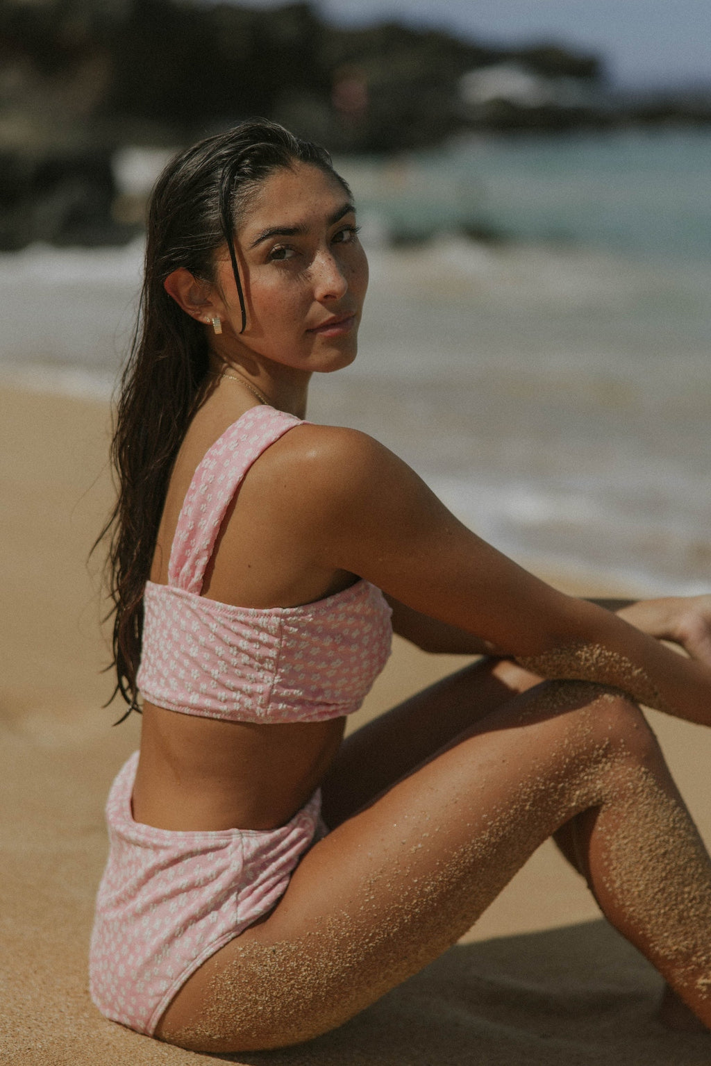 Peony Bikini Top |  Floral Sweetheart Neck Bikini Top