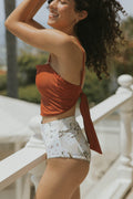 Jasmine High Waisted Bottoms | White Floral Bikini Bottoms