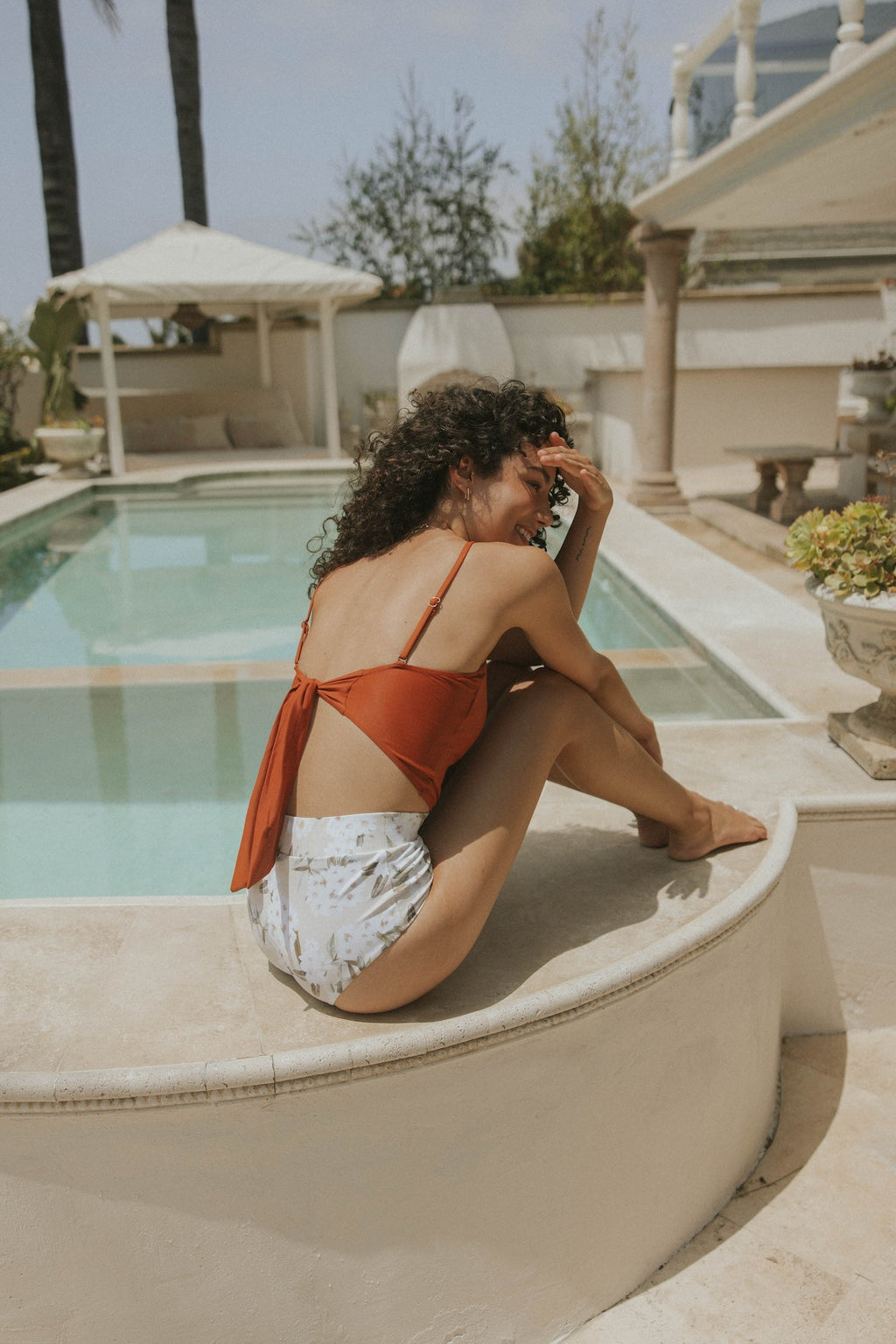 Sandstone Top | Adjustable Tie Back Tankini Top