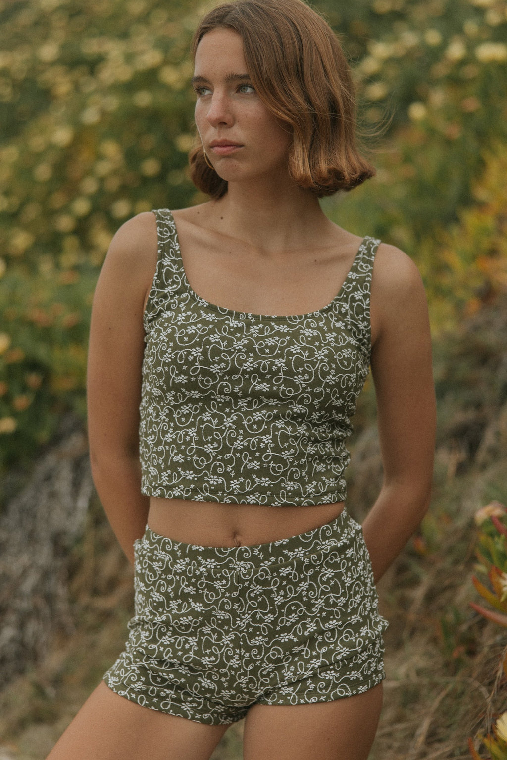 Savannah Top | Floral Textured Square Neck Tankini Top