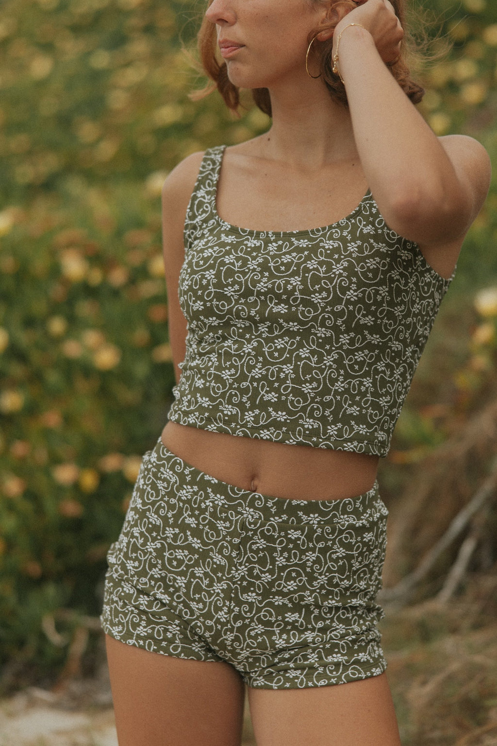 Savannah High Waisted Shorts | Floral Textured Retro Bikini Boy Shorts