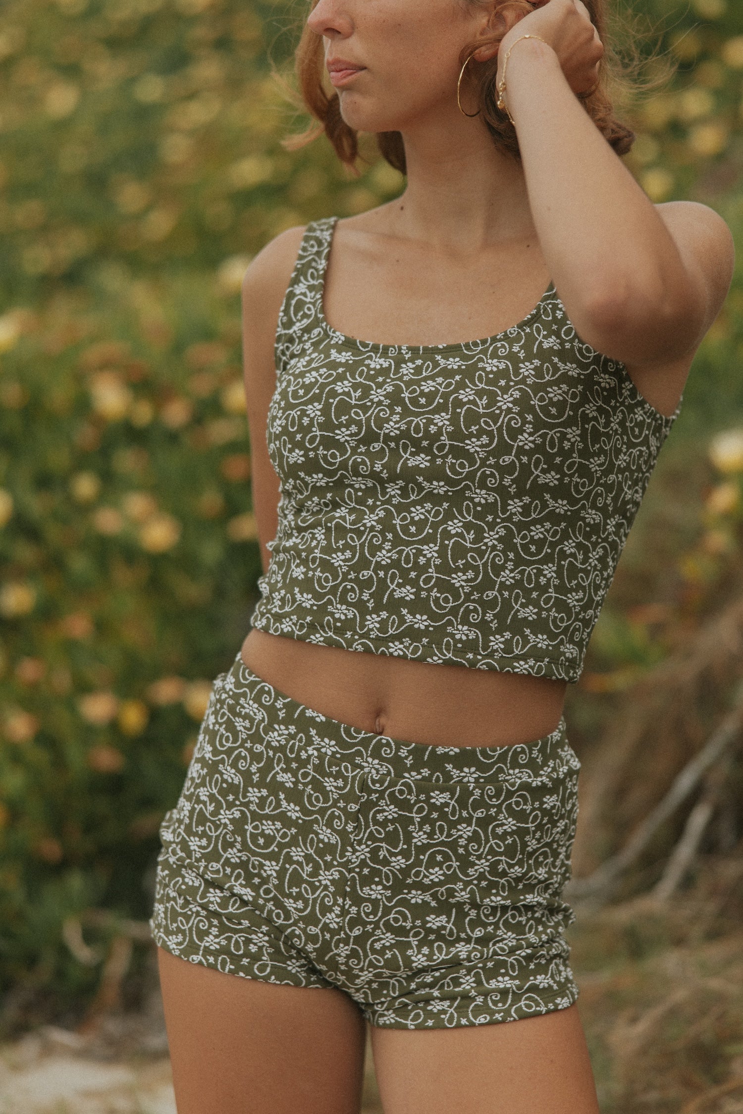 Savannah High Waisted Shorts | Floral Textured Retro Bikini Boy Shorts