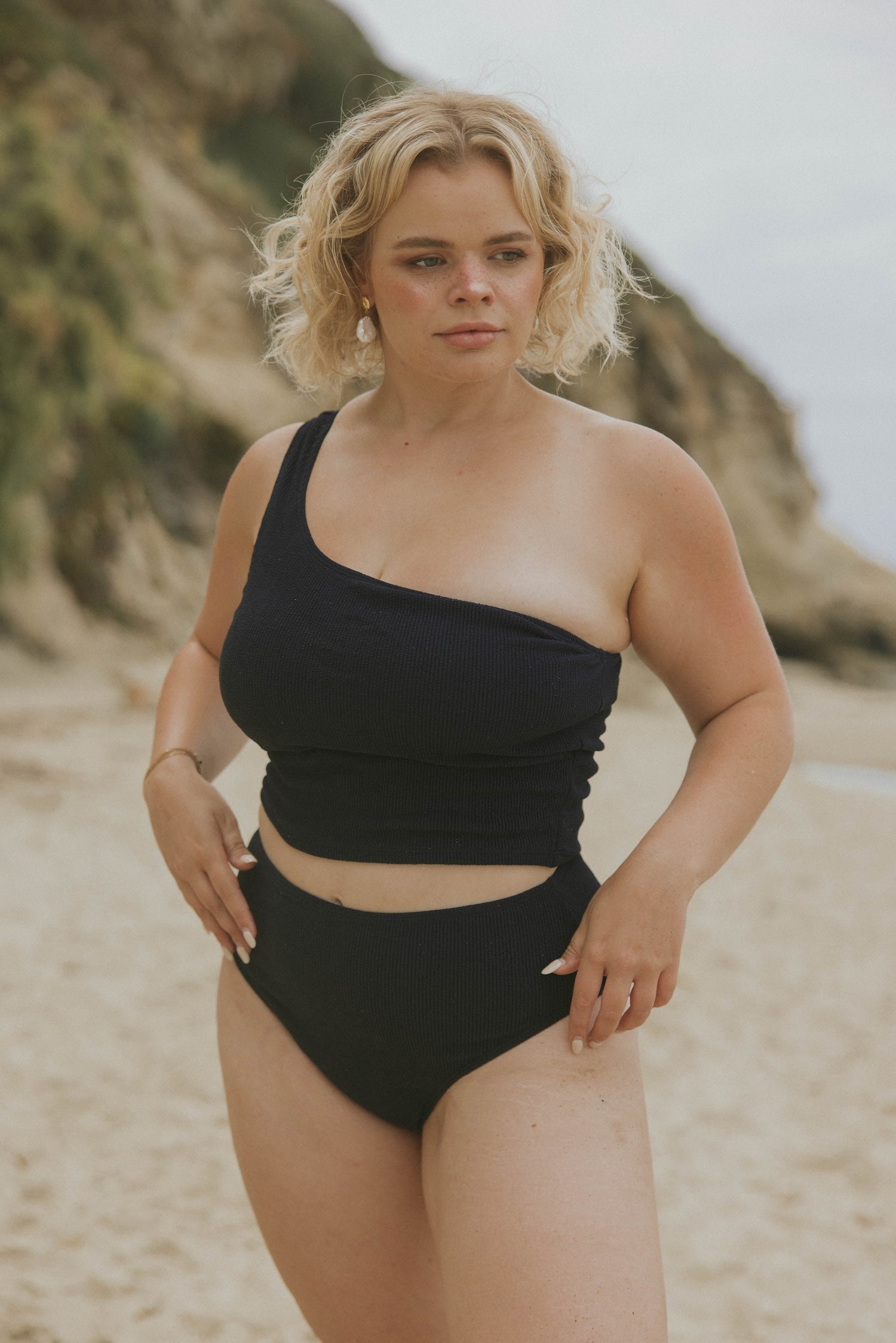 Sicily Top | Crinkle Textured One Shoulder Tankini Top